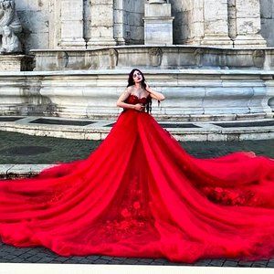 BRAND NEW- Custom made- NEVER WORN - RED Gown